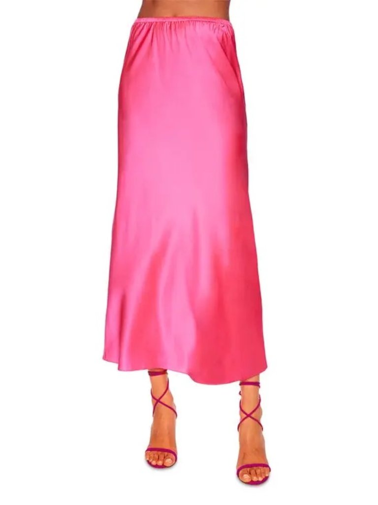 Susana Monaco Silk Bias Midi Skirt In Shocking Pink Size Medium Nwt